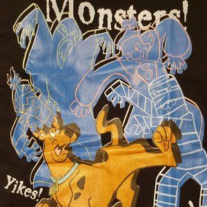 Scooby Doo Yikes!! Ghosts Short-Sleeve T-Shirt, Black, Unisex Large